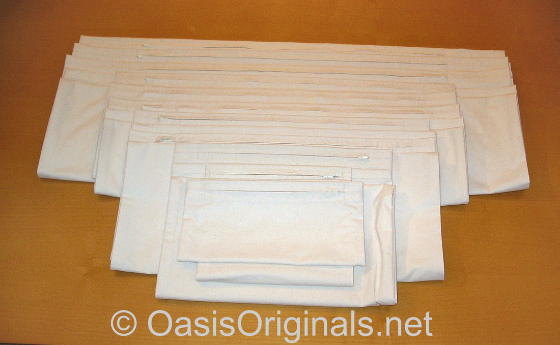 Muslin pillow inserts with side zippers